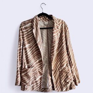 Striped Brown and White Blazer Relaxed Fit